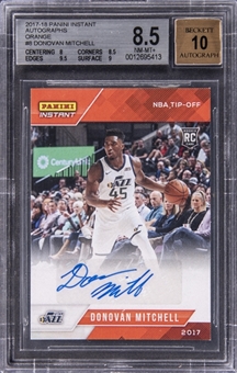 2017/18 Panini Instant Autographs Orange #8 Donovan Mitchell Signed Rookie Card (#4/5) - BGS NM-MT+ 8.5/BGS 10